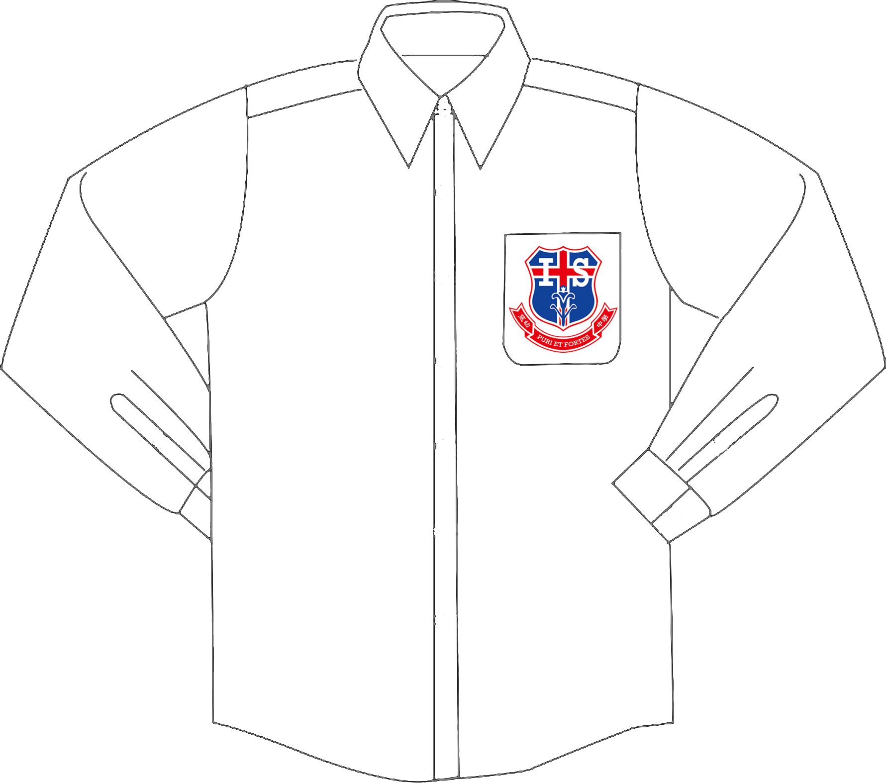 White Dress Shirt With Crest Design PNG