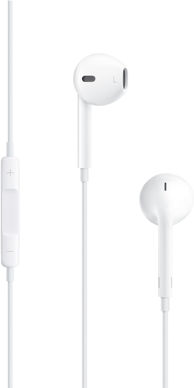 White Earbud Headphoneswith Inline Remote PNG