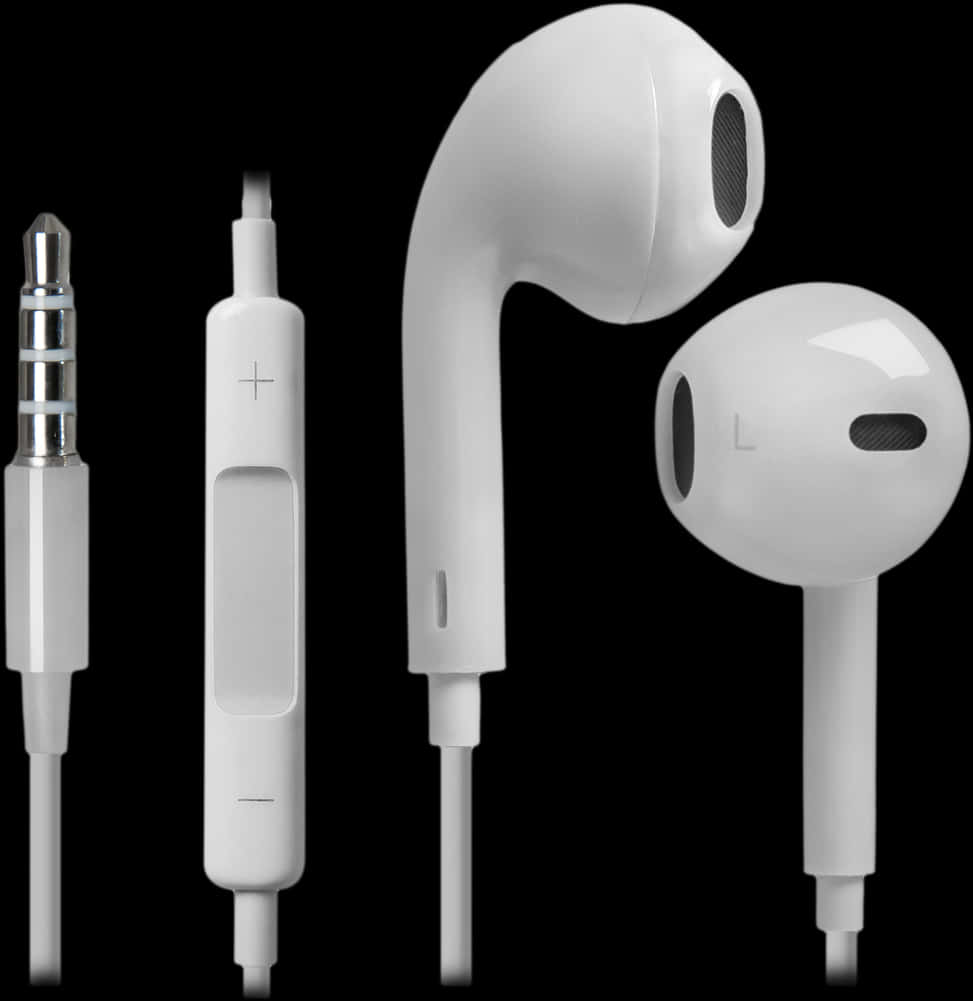 White Earphones Isolated Background PNG