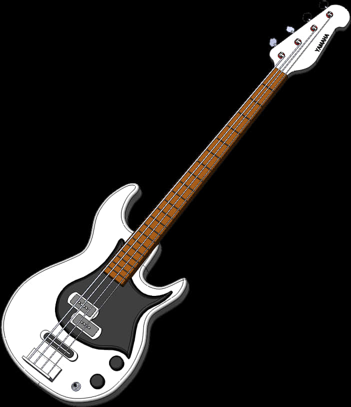 White Electric Bass Guitar PNG