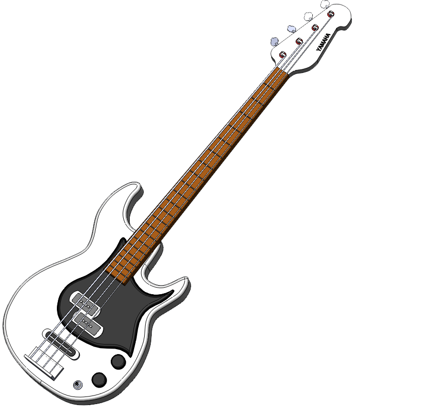 White Electric Bass Guitar PNG