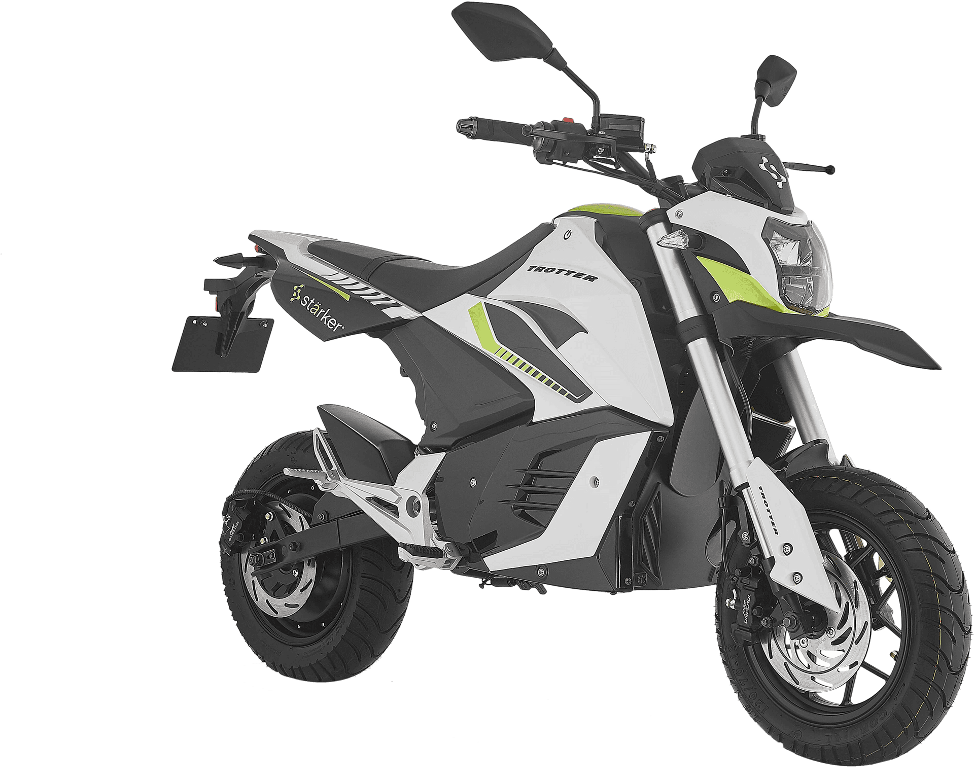 White Electric Motorcycle Side View PNG