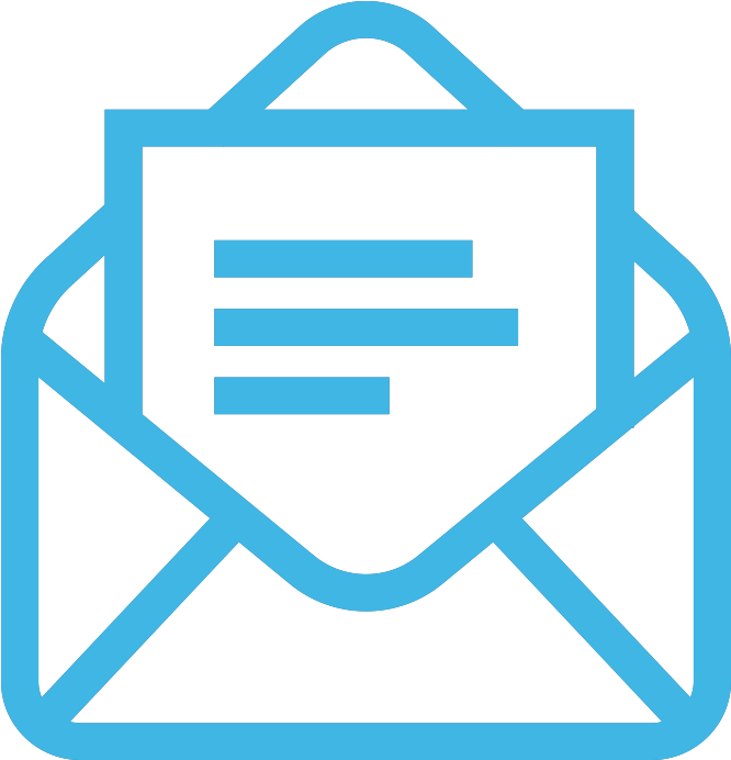 White Email Icon Blue Outline PNG