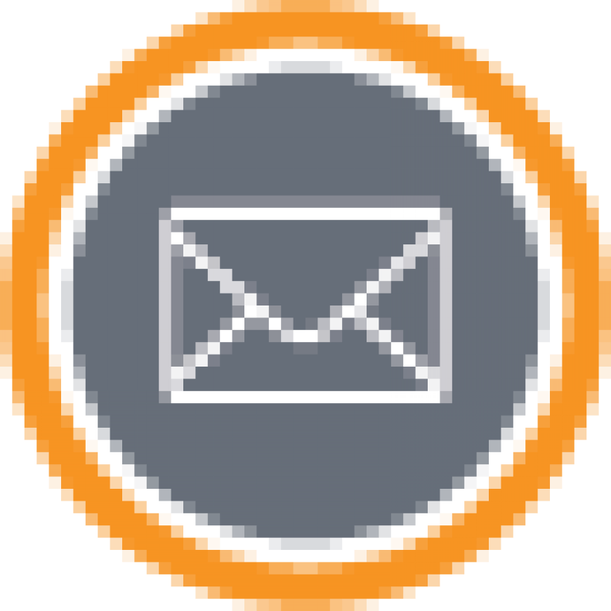 White Email Icon Orange Circle Background PNG