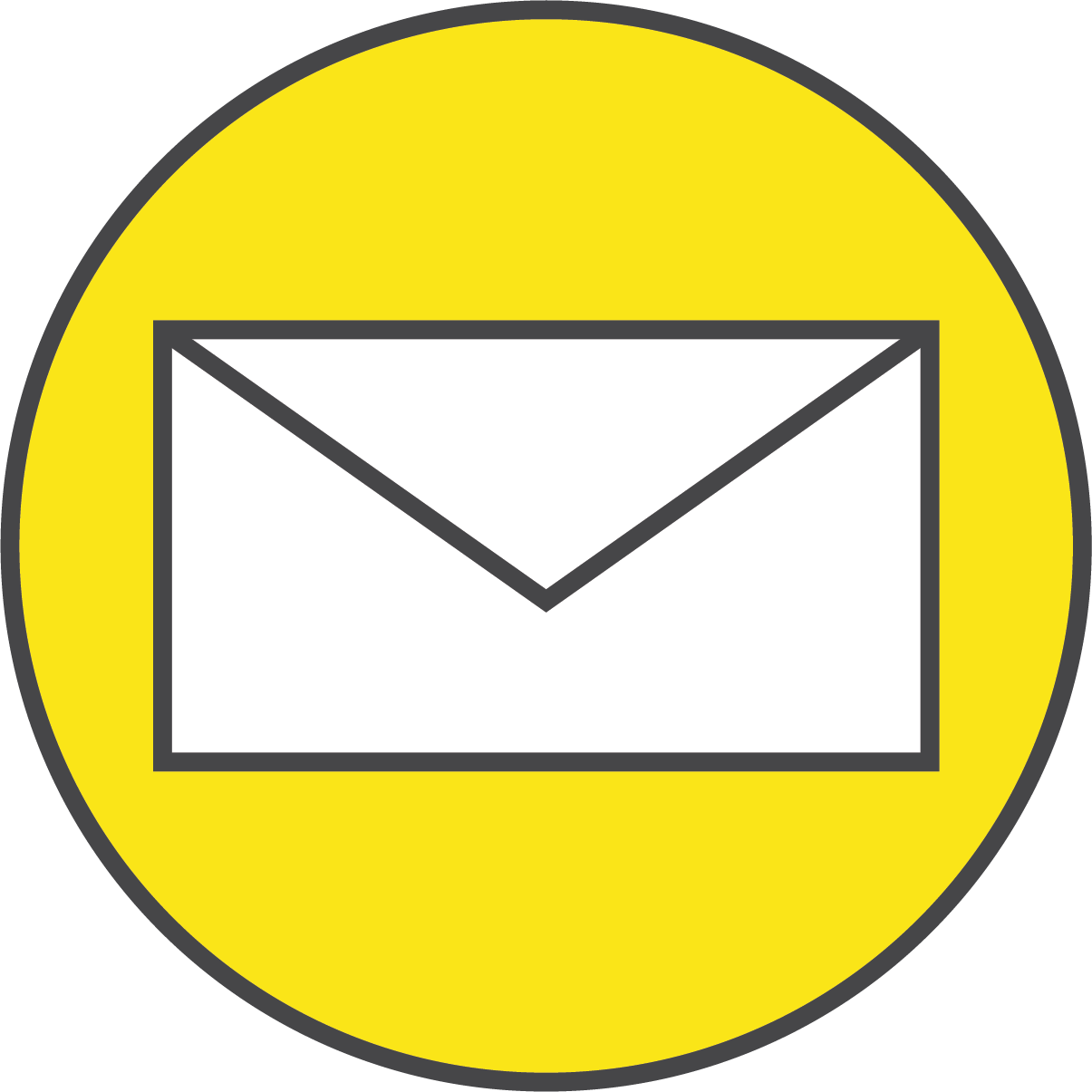 White Email Icon Yellow Background PNG