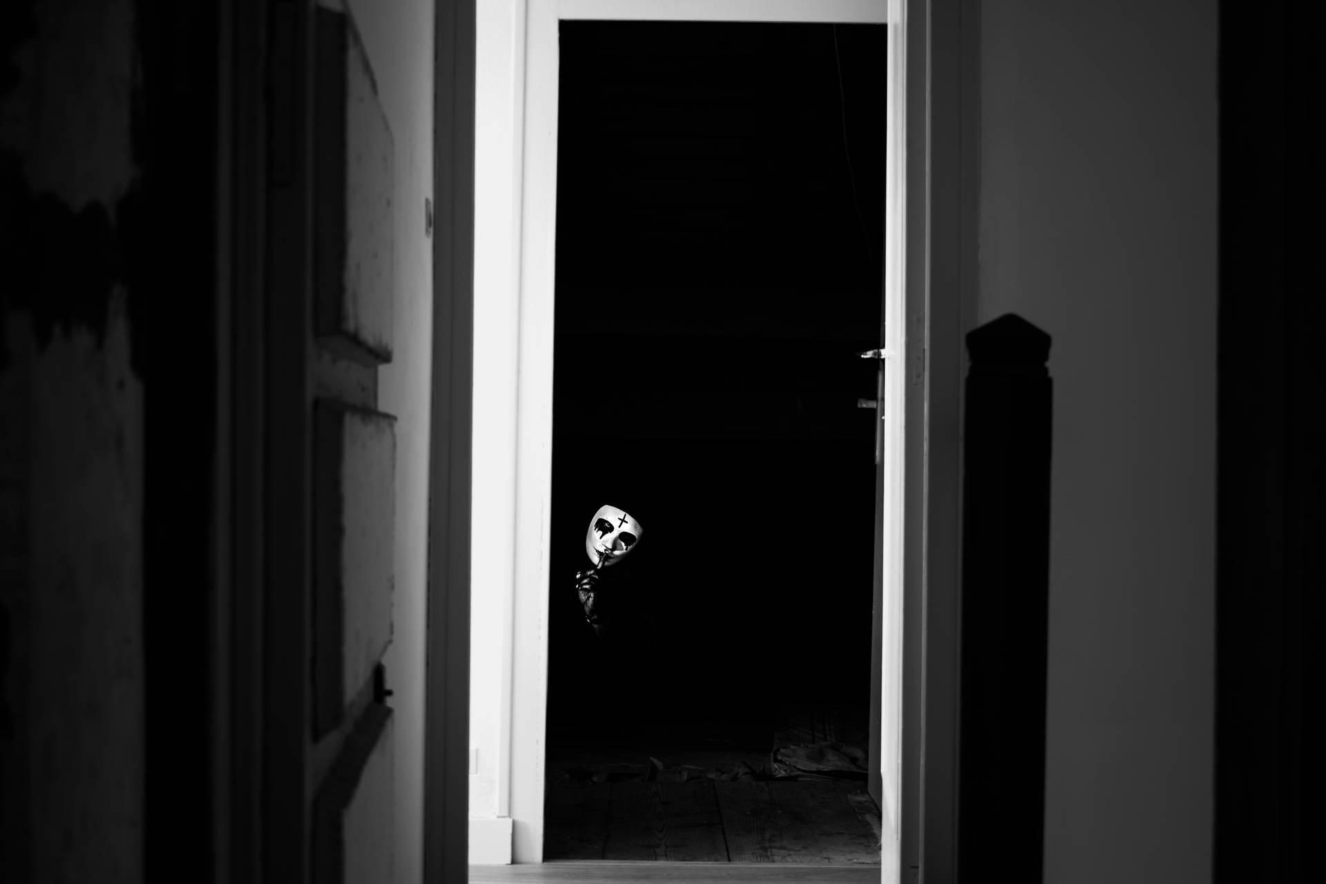 White-faced Paranormal Door Ghost