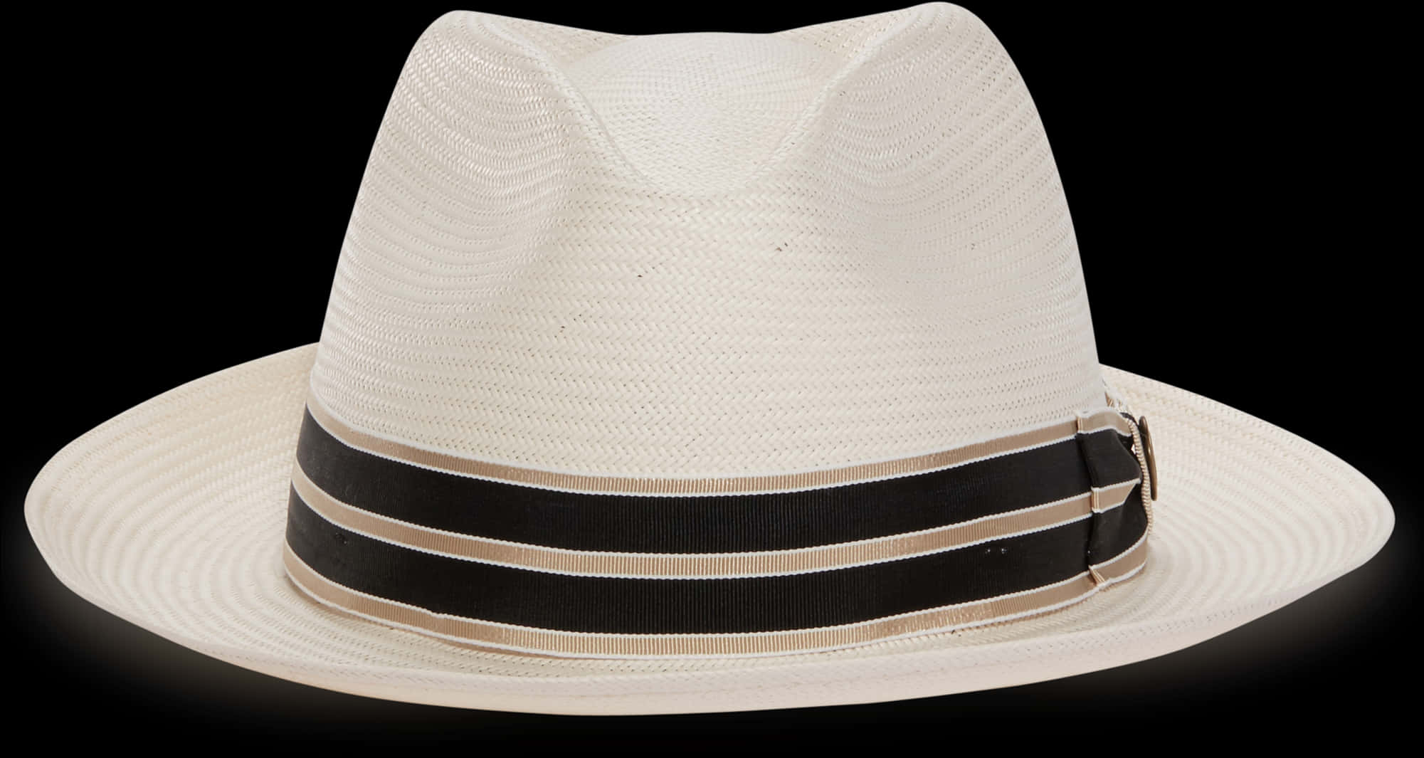 White Fedora Hatwith Black Band PNG