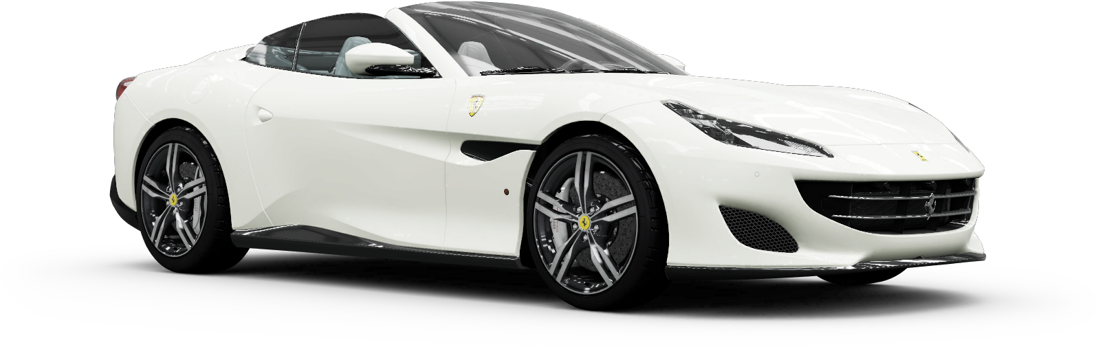 White Ferrari Convertible Side View PNG