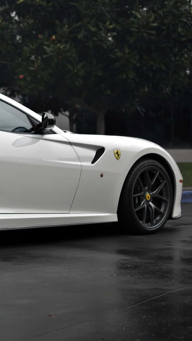 white Ferrari iPhone, a perfect blend of luxury and technology Wallpaper