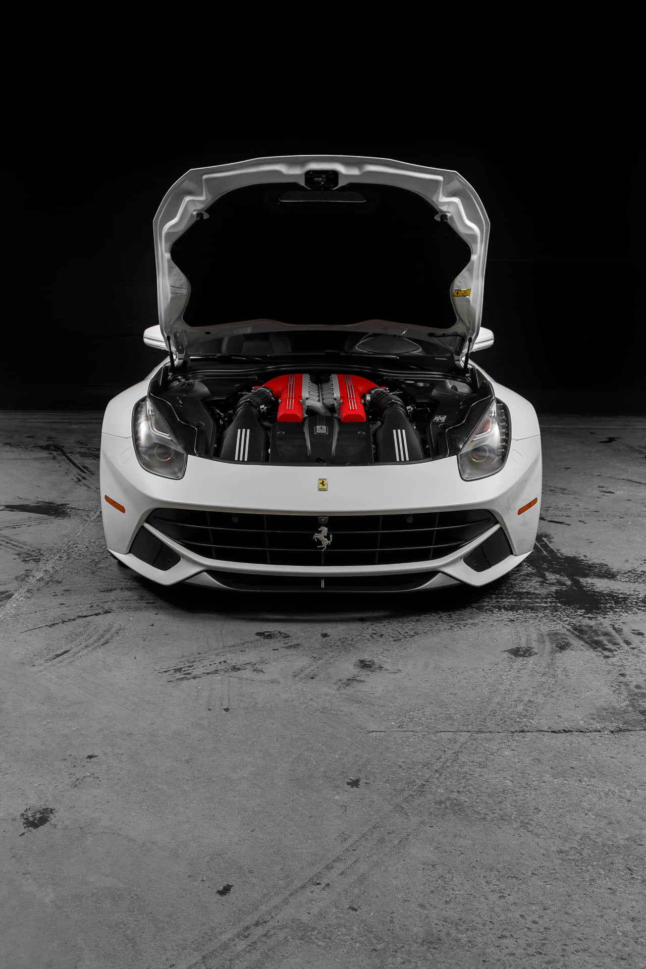 A sleek white Ferrari alongside an immaculate iPhone Wallpaper