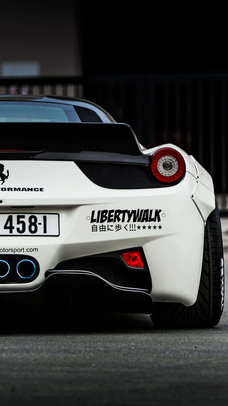 Enjoy the luxury of a white Ferrari while using your iPhone Wallpaper