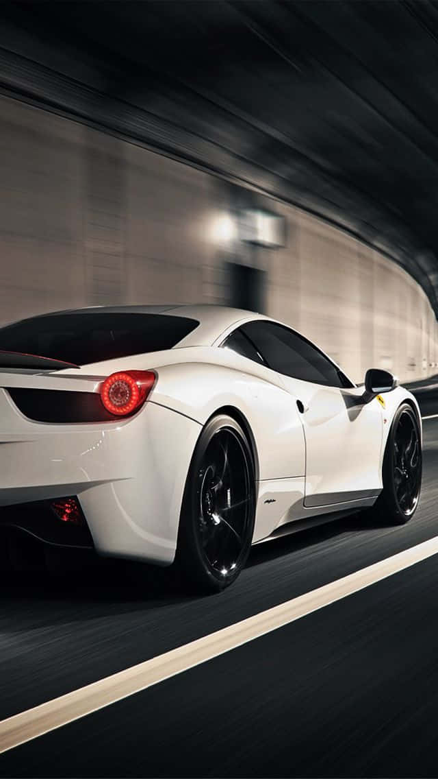 Speed and Style in One Device - the White Ferrari Iphone Wallpaper
