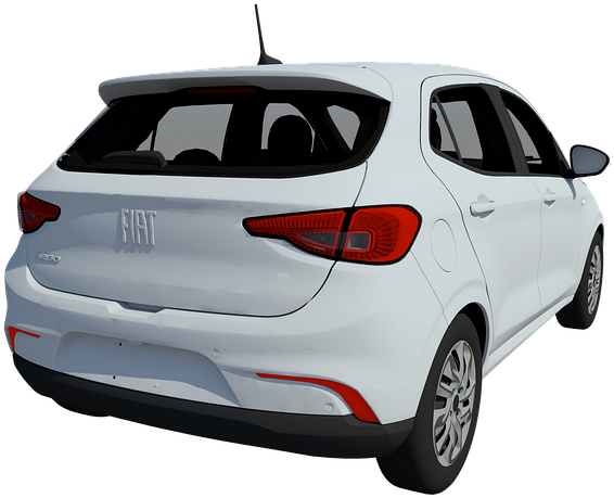 White Fiat500 Rear View PNG