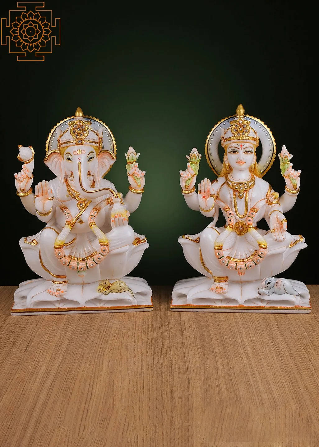White Figurines Ganesh Lakshmi Wallpaper