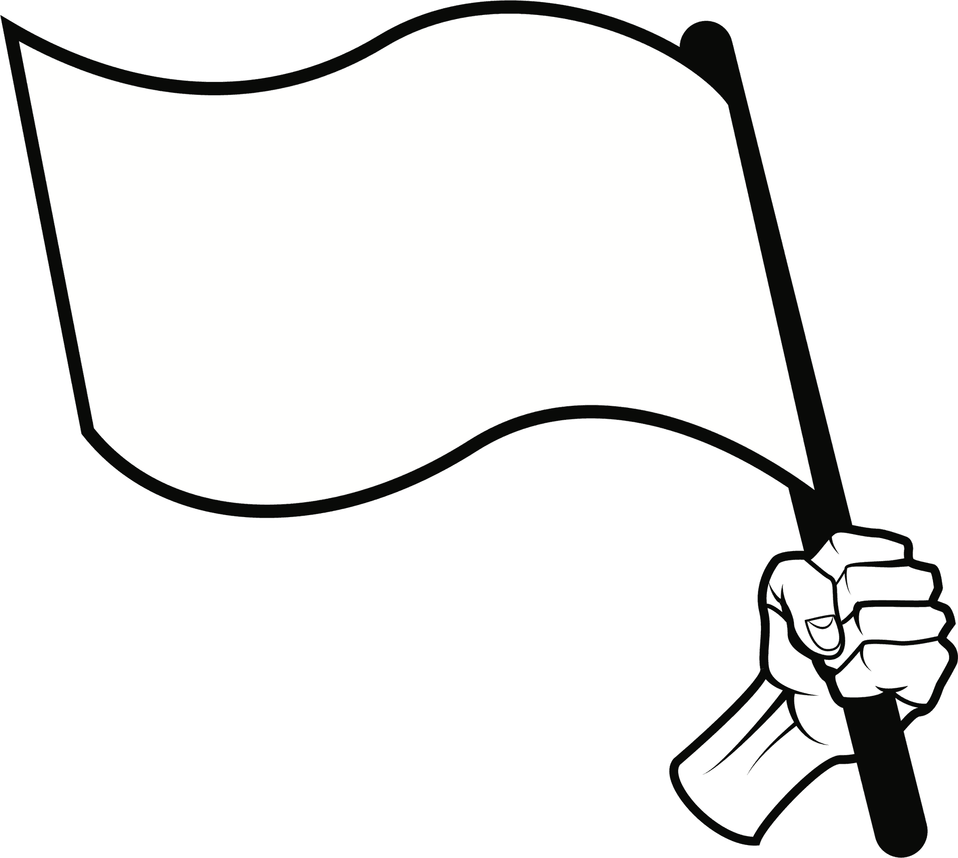White Flag Hand Holding Illustration PNG