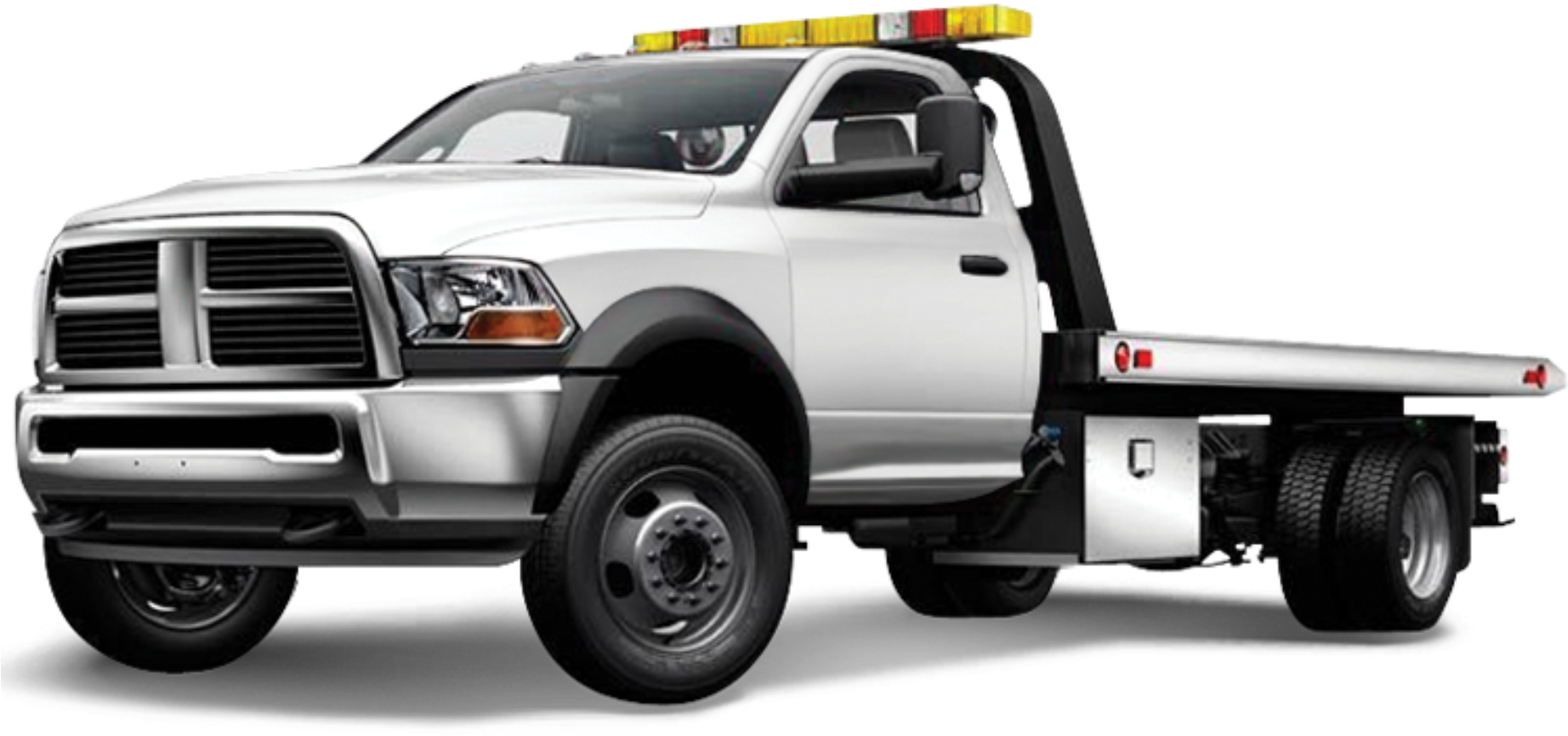 White Flatbed Tow Truck PNG