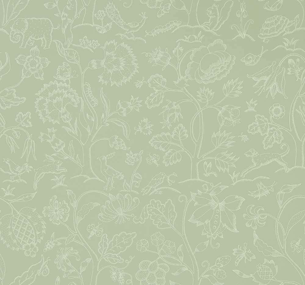 Weißeflorale Wirbel Salbei Ästhetik Wallpaper