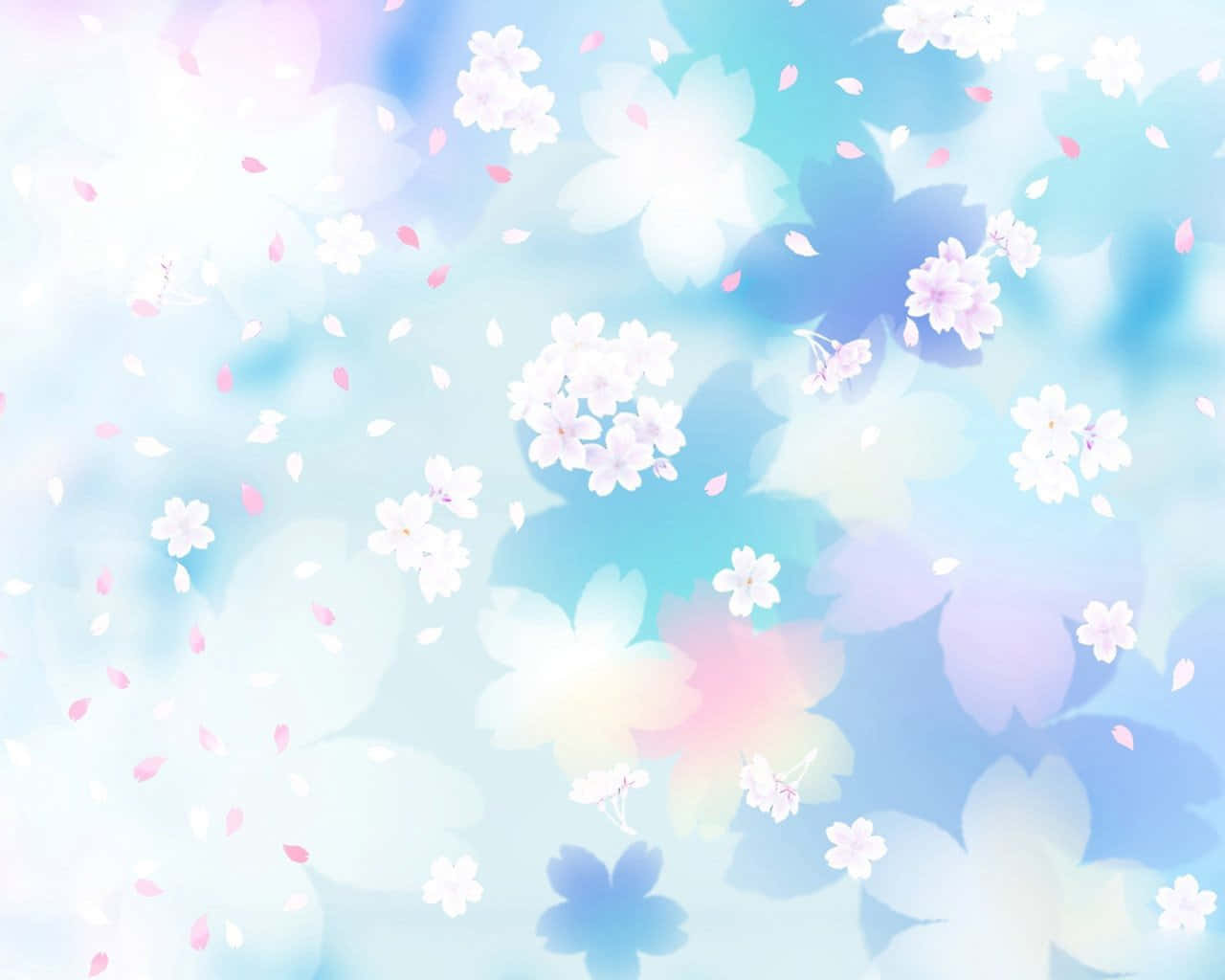 A Blue And White Background With Flowers