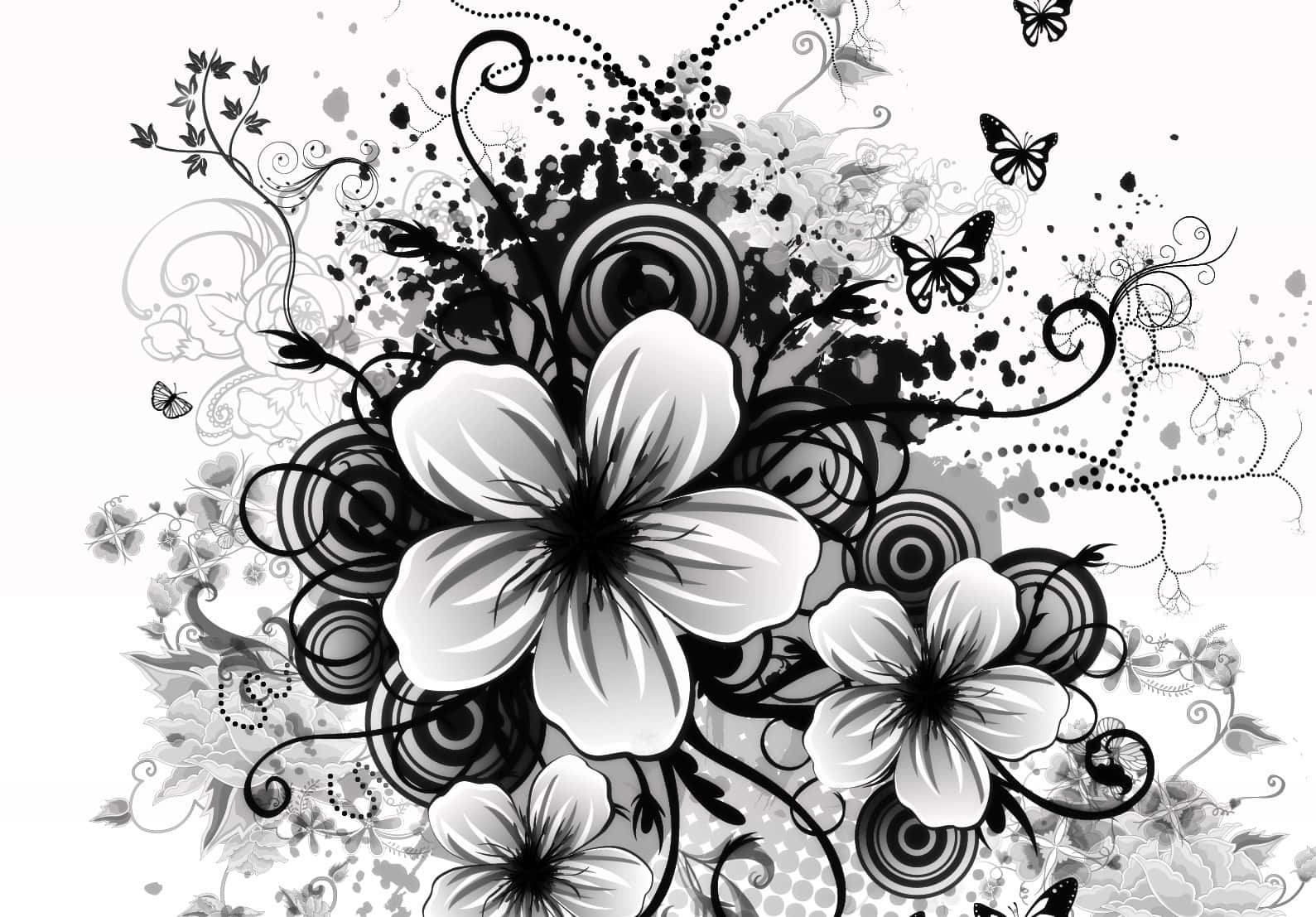 Schwarzweiße Blumen-wallpaper