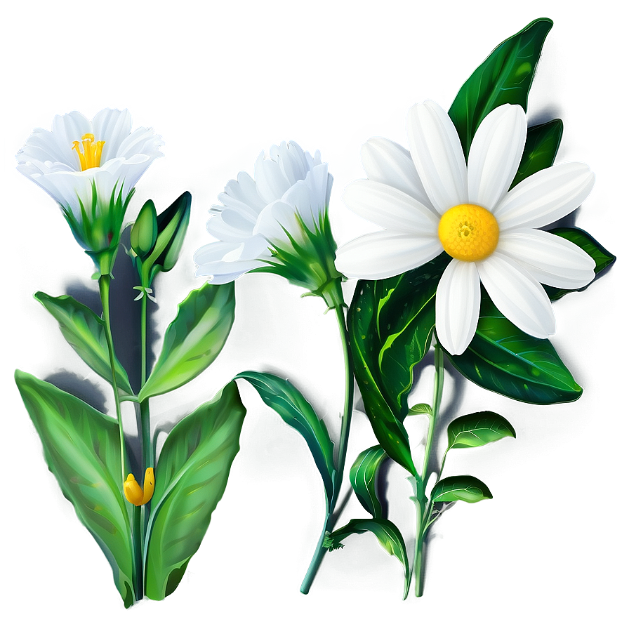 White Flowers Background Png Kal97 PNG