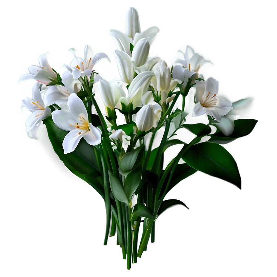 White Flowers Bouquet Png 05242024 PNG