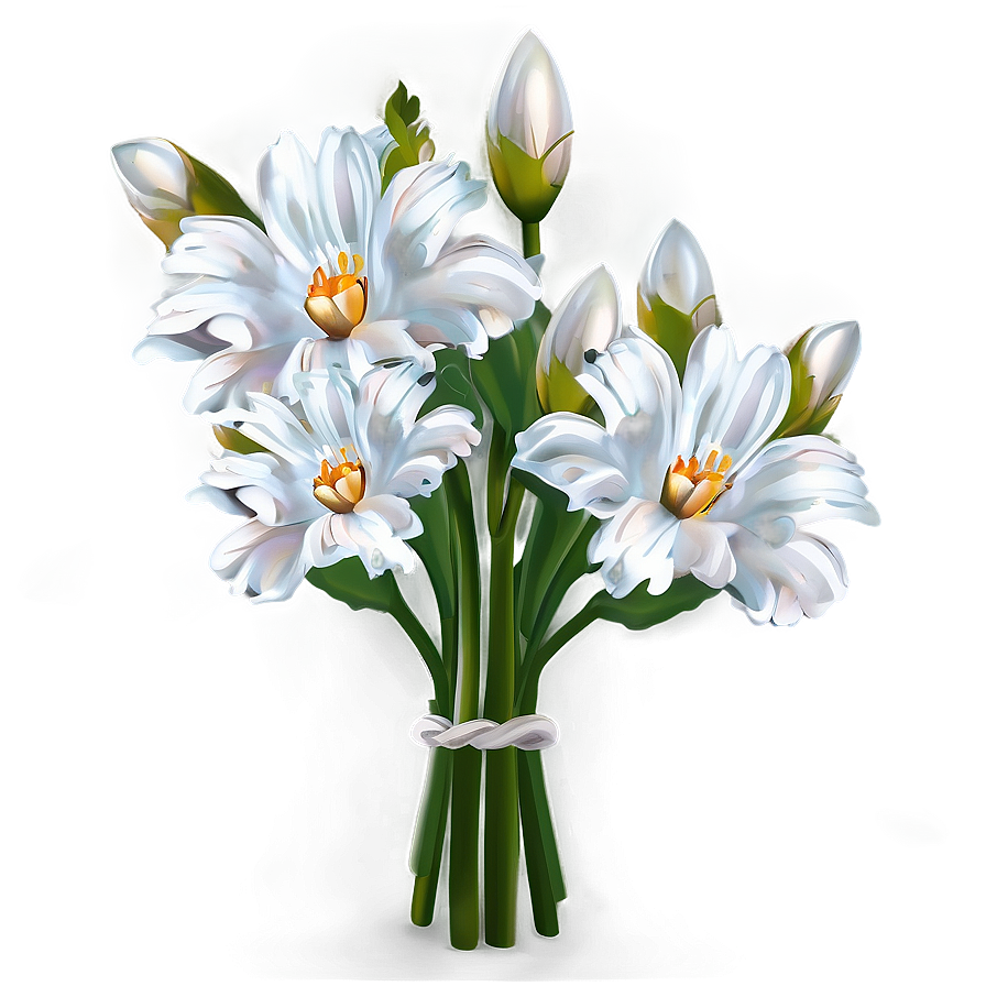 White Flowers Bouquet Png Hxh44 PNG