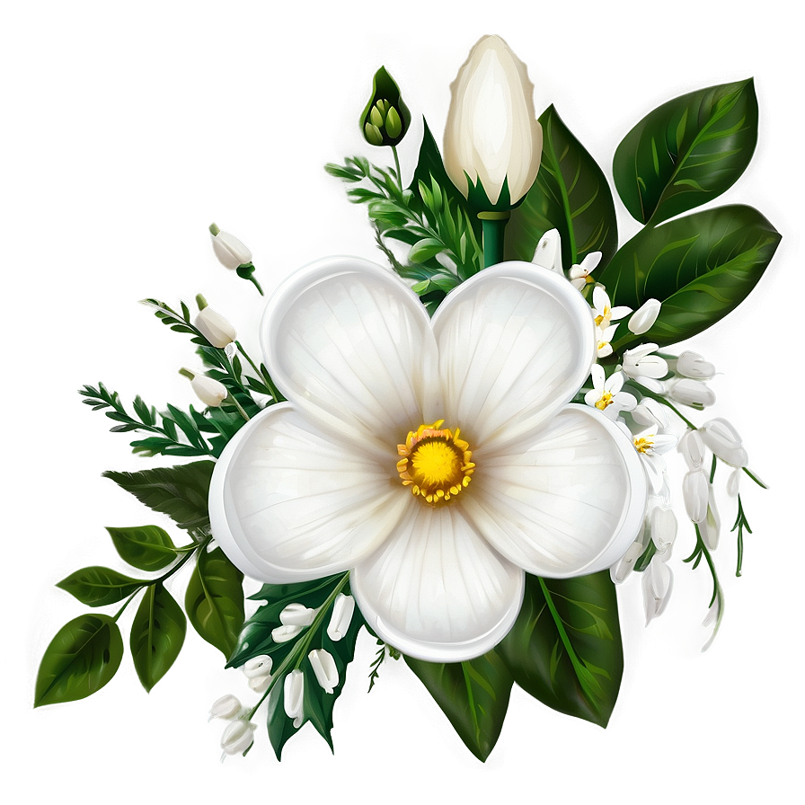 White Flowers Bouquet Png Mky55 PNG