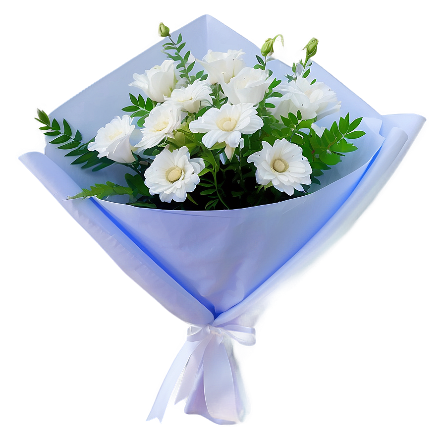 White Flowers Bouquet Wrap Png 05242024 PNG