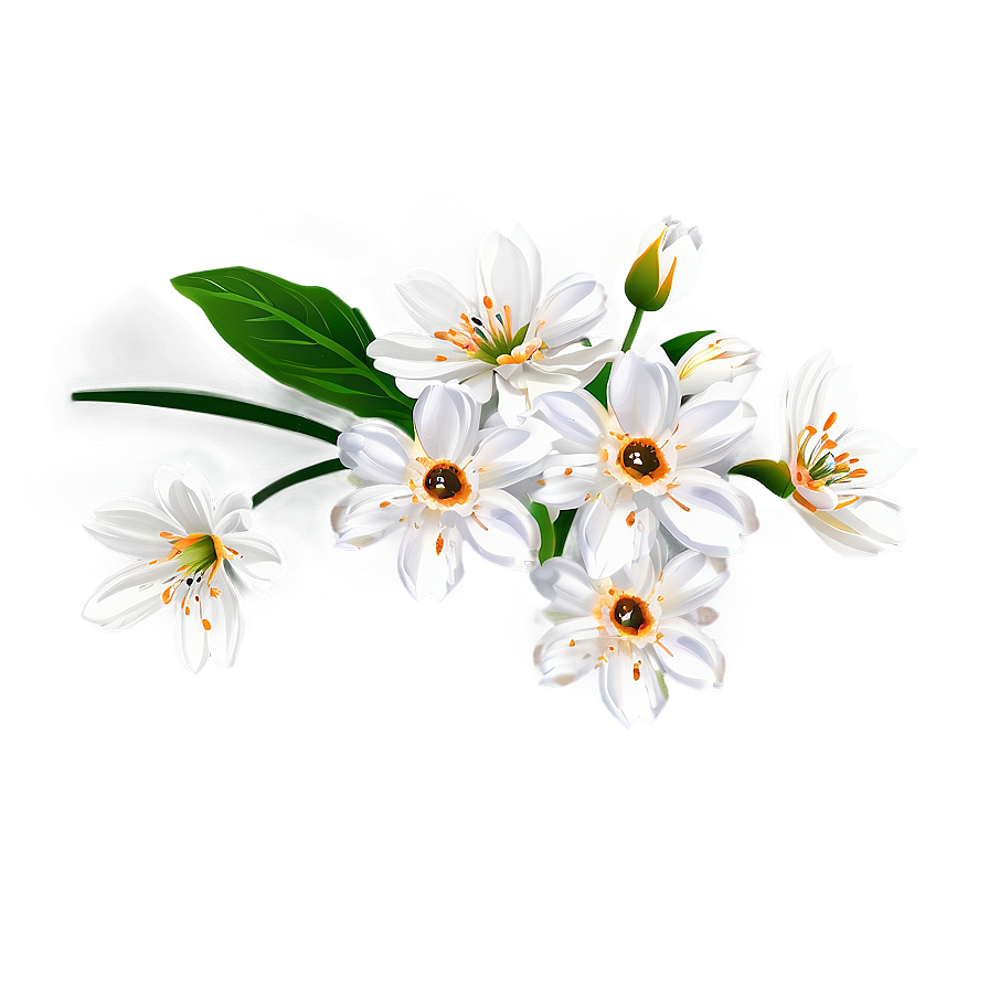 White Flowers Corner Design Png 88 PNG