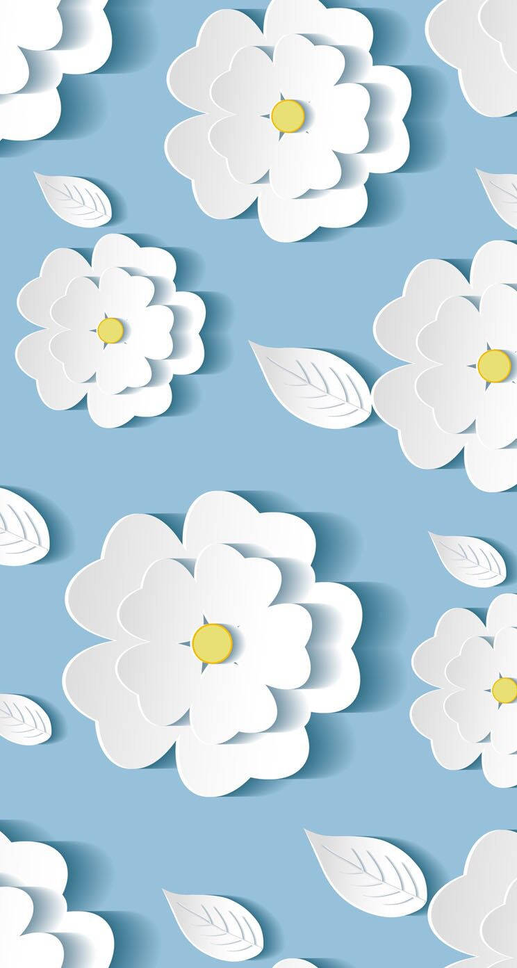 White Flowers Cut-Out Wallpaper