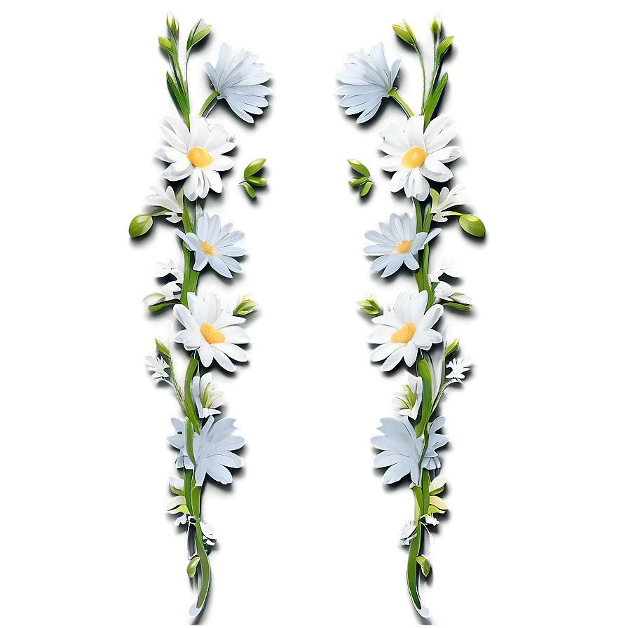 White Flowers Divider Png 05242024 PNG