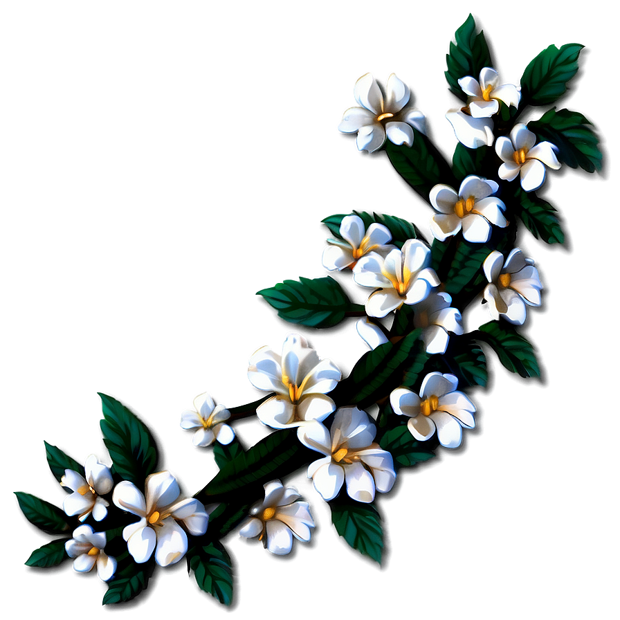 White Flowers Garland Png 8 PNG