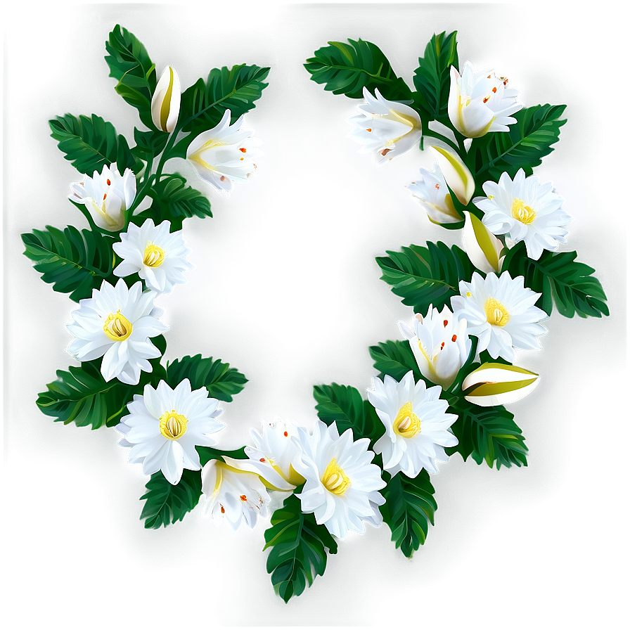 White Flowers Garland Png Bui41 PNG