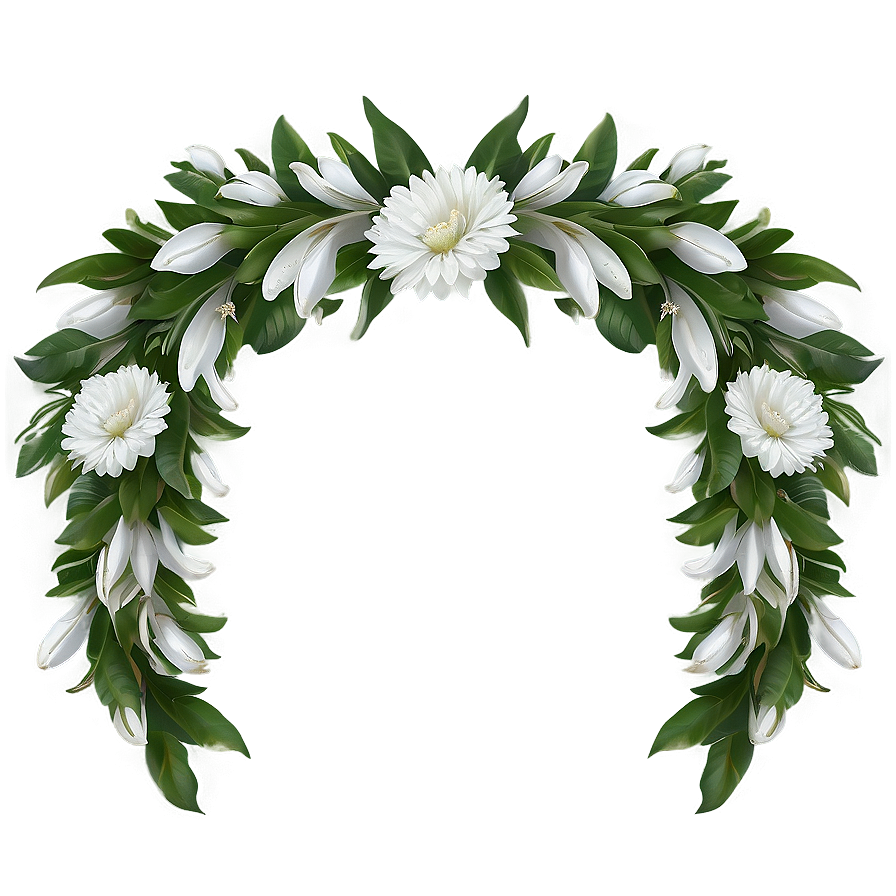 White Flowers Garland Png Unw98 PNG