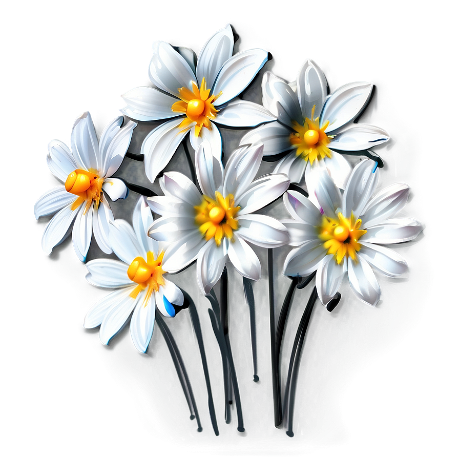 White Flowers Illustration Png 05242024 PNG