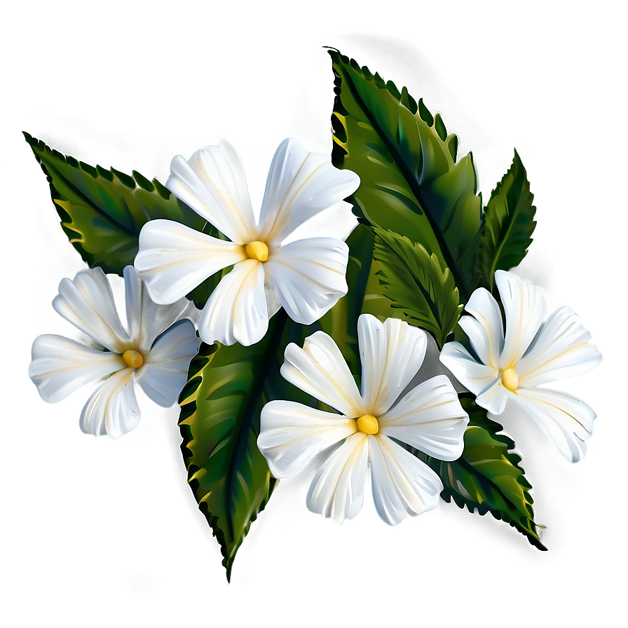 White Flowers Illustration Png Boy14 PNG