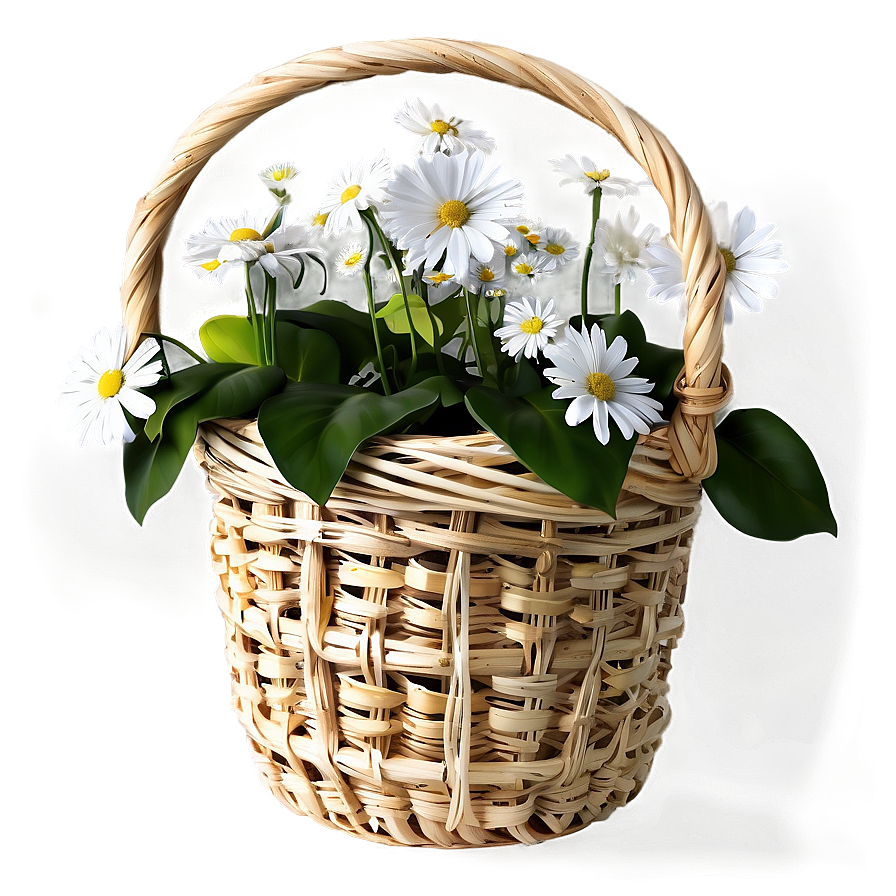 White Flowers In Basket Png 05242024 PNG