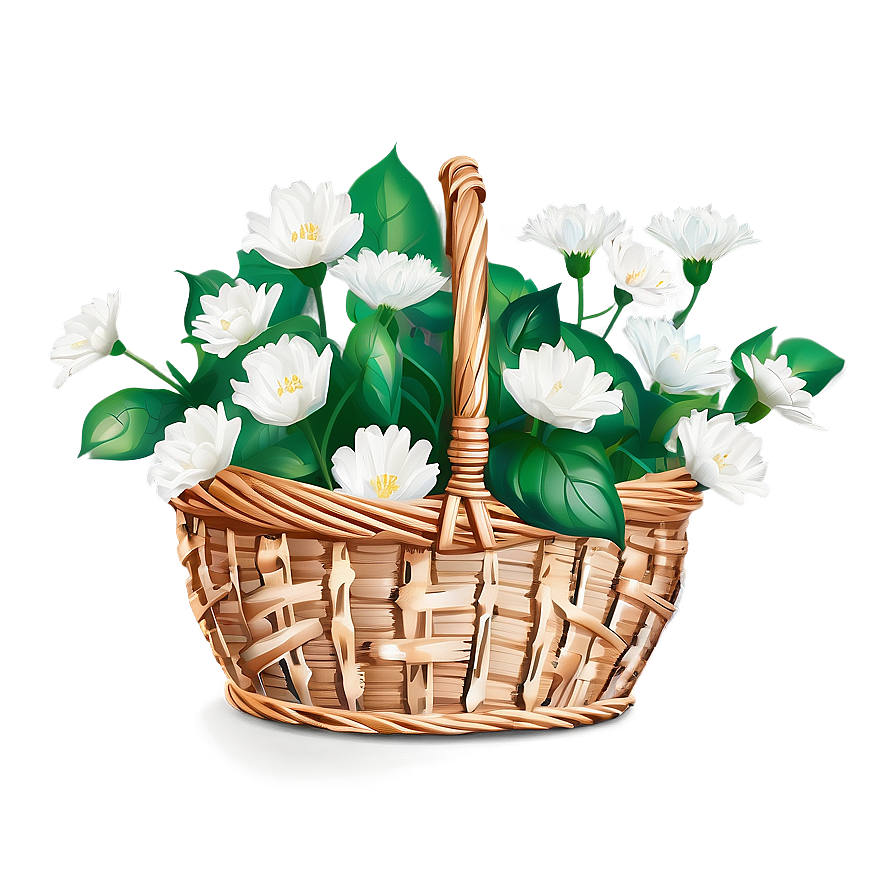 White Flowers In Basket Png 13 PNG