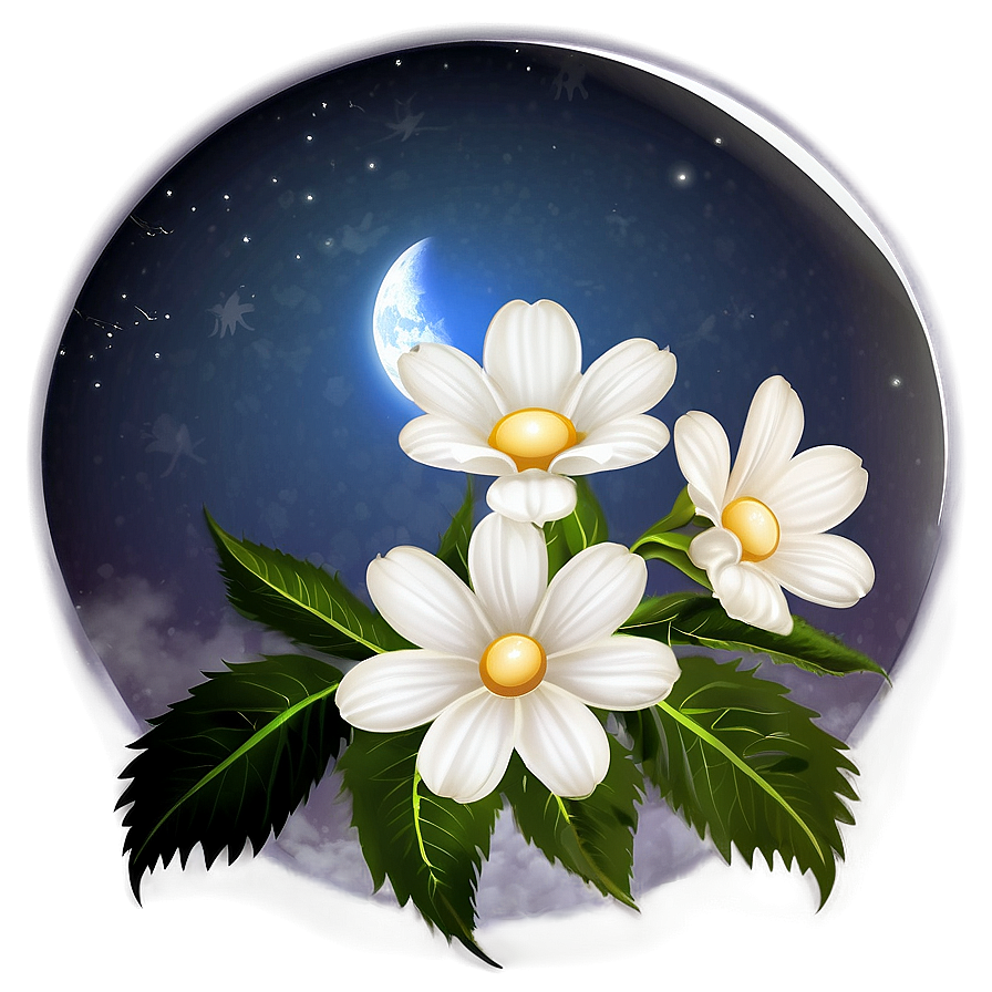 White Flowers In Moonlight Png Ciu35 PNG