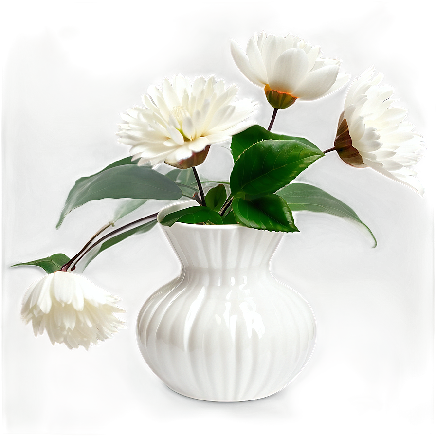 White Flowers In Vase Png 05242024 PNG