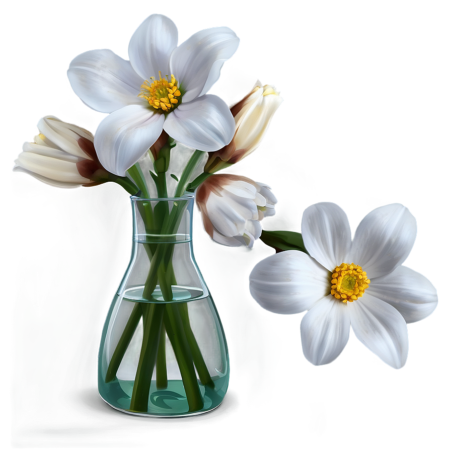 White Flowers In Vase Png Ndb PNG