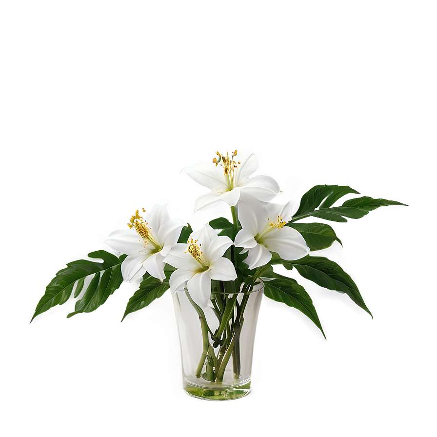 White Flowers In Vase Png Nve41 PNG