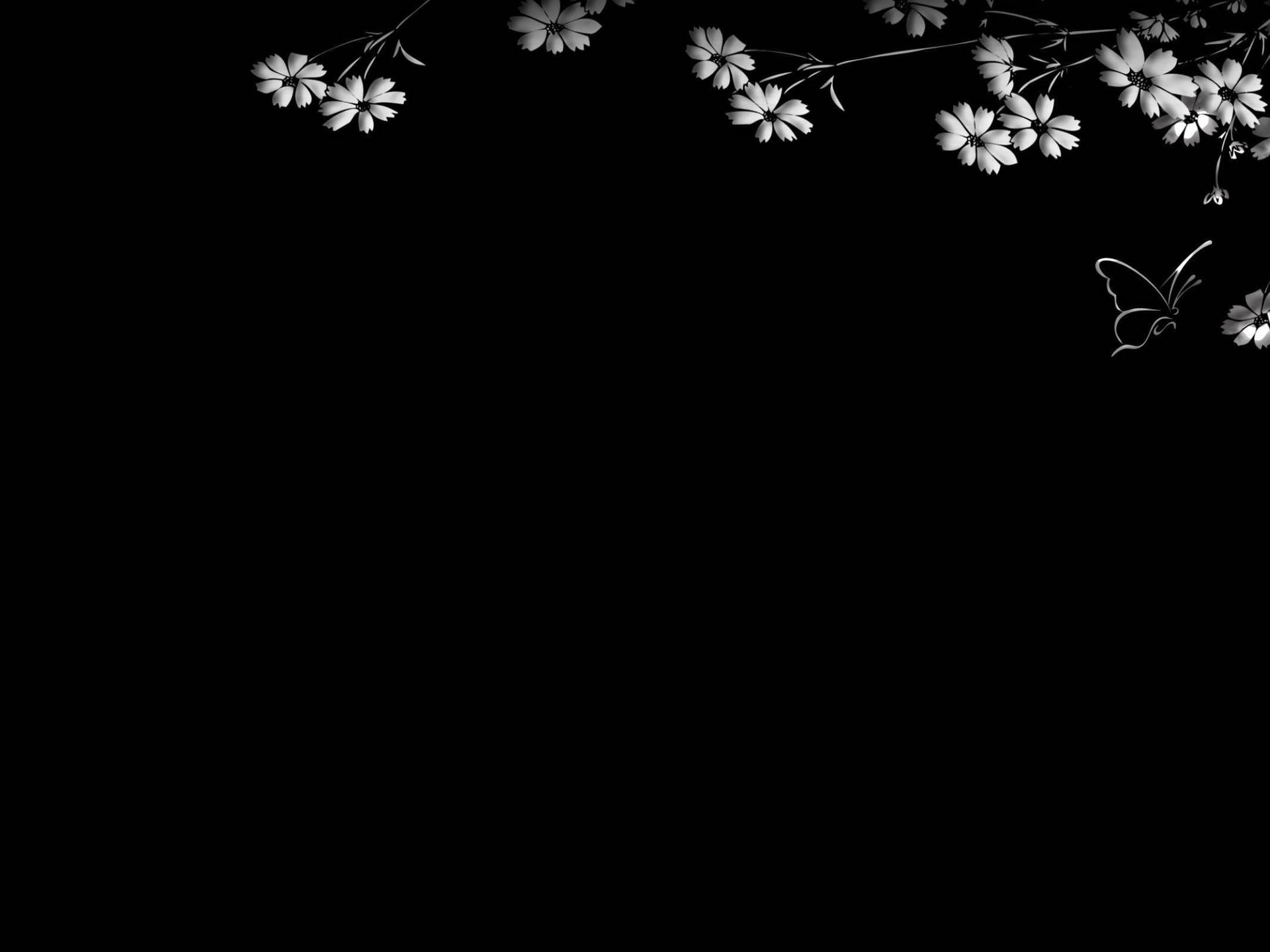 White Flowers On Black Tablet Background