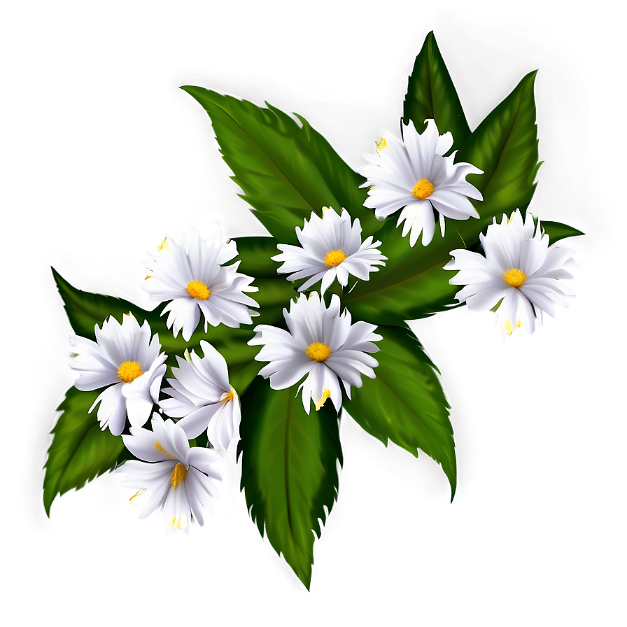 White Flowers Pattern Png 05242024 PNG