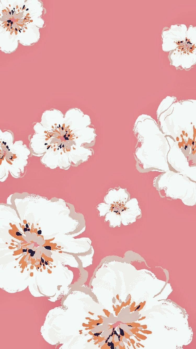 Fresh White Floral Design Wallpaper