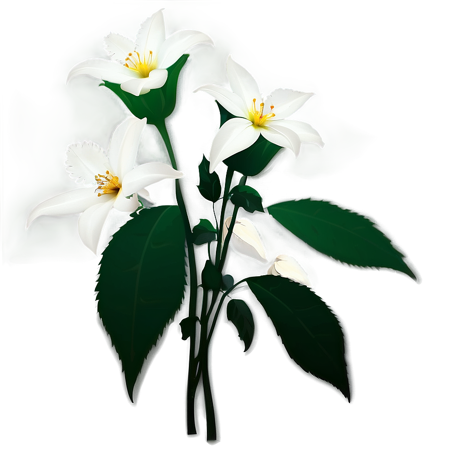 White Flowers Silhouette Png Gef98 PNG