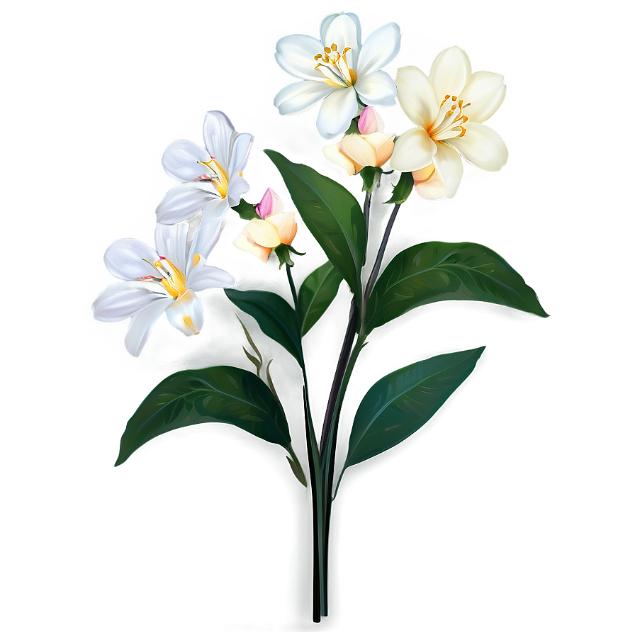 White Flowers Single Stem Png Glc39 PNG