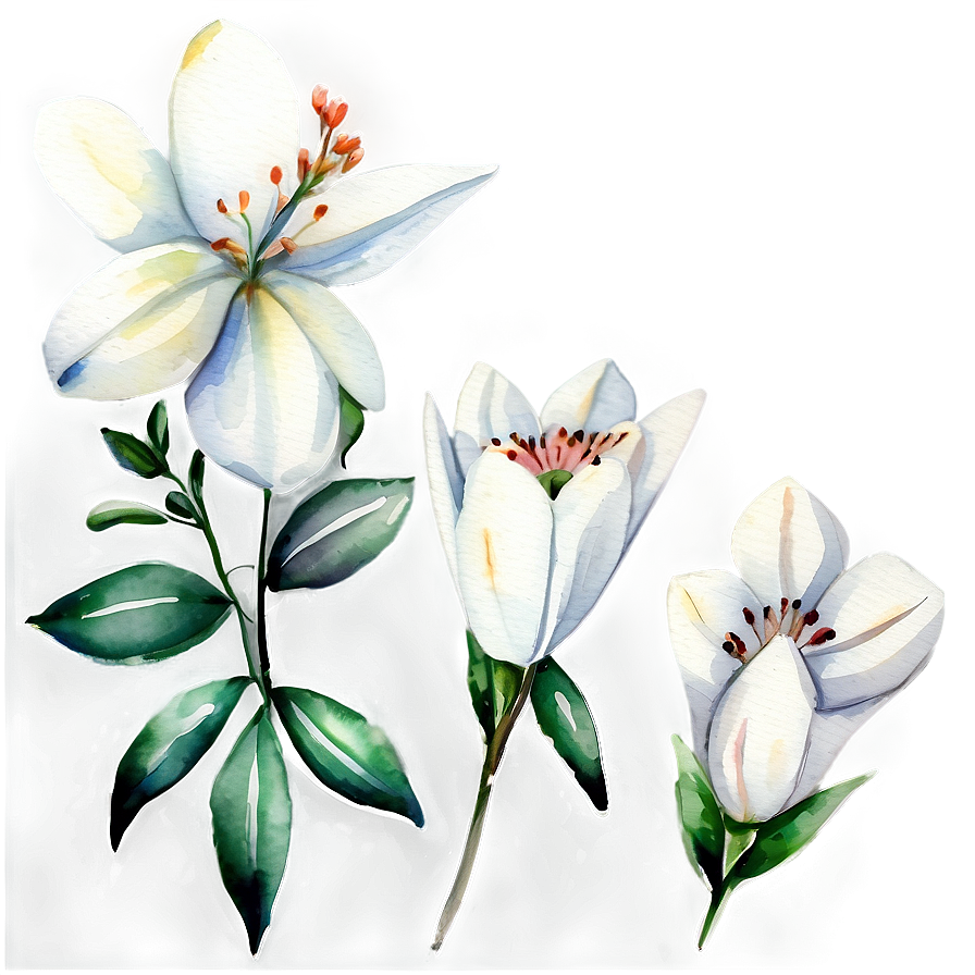 White Flowers Watercolor Png 24 PNG