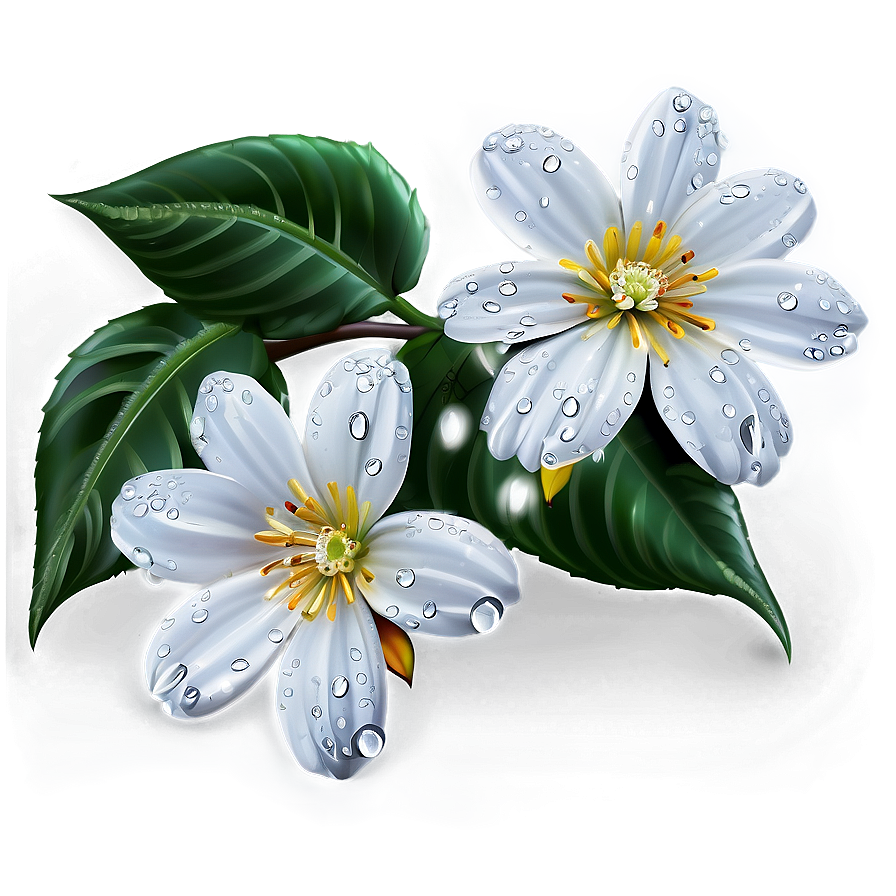 White Flowers With Dew Drops Png 05242024 PNG