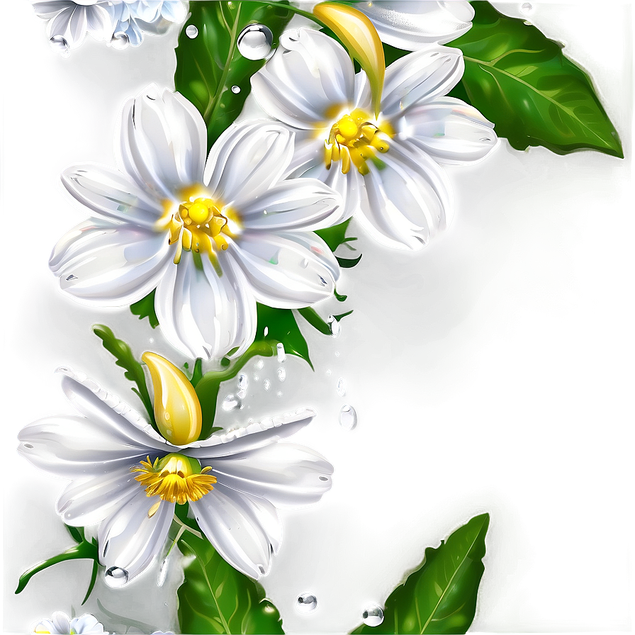 White Flowers With Dew Drops Png 8 PNG